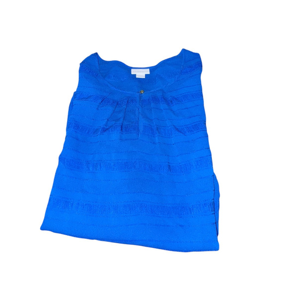 Liz Claiborne Women’s Plus 2X Blue Textured Short Sleeve Blouse Top Pullover - Picture 3 of 8